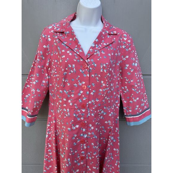 Boden Pink Floral Collared Riviera Button Down Shirt Dress Garden Party Sz 10P - Picture 6 of 10